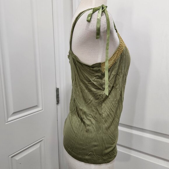 Danier green cami tank with sequin - Picture 3 of 8